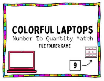 Preview of Colorful Laptop Number To Quantity Match File Folder Game  for Autism/MD