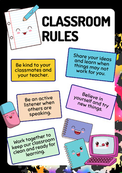 Preview of Colorful Leopard Print Classroom Rules