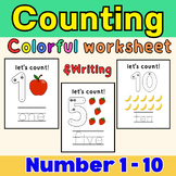 Colorful Let's Count the Number 1-10 Math Worksheet