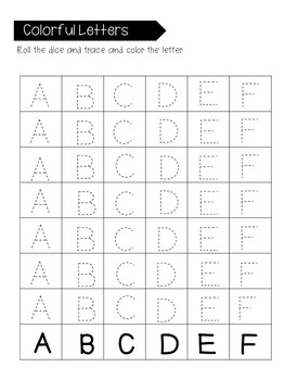 Colorful Letters- Dice Game Trace and Color by The Caterpillar Classroom