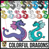 Colorful Male and Female Dragon Clip Art