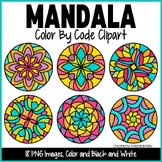 Colorful Mandala Geometric Kaleidoscope Color by Code Clipart