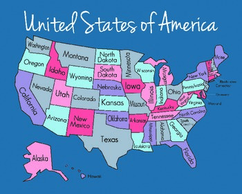 Preview of Colorful Map of the United States