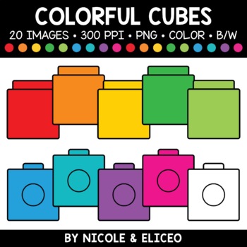 Preview of Colorful Math Cube Clipart + FREE Blacklines - Commercial Use
