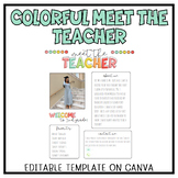 Colorful Meet the Teacher Editable Template