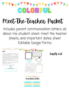 Preview of Colorful Meet the Teacher Introduction Packet | BTS QR Code Supply Class List