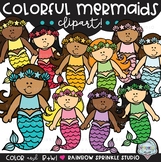 Colorful Mermaids Clipart