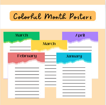 Colorful Month Posters by Bean Creates | TPT