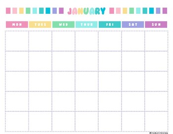 Preview of Colorful Monthly Calendar