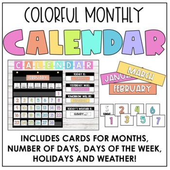 Colorful Monthly Calendar Cards by Miss Cabrera's Corner | TpT