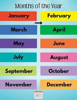 Colorful Months of the Year Digital Print for Pre-School, Kindergarten ...