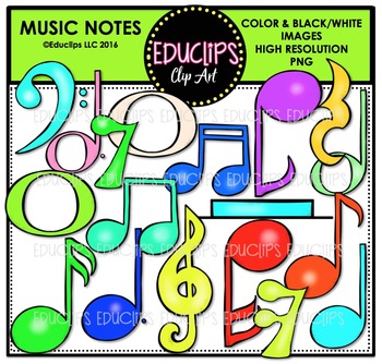 Preview of Colorful Music Notes Clip Art Bundle {Educlips Clipart}