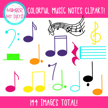 Colorful Music Notes Symbols Clipart Personal Commercial Use