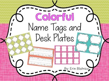 Colorful Name Tags and Desk Plates by Erin Blatnica | TpT