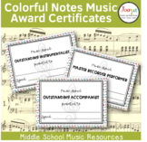 Music Award Certificates - Colorful Music Notes