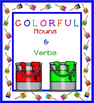 Preview of Colorful Nouns and Verbs SMARTBOARD PLUS PRINTABLE Noun/Verb Card Game