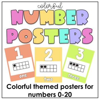 Preview of Colorful Number Posters 0-20 with Ten Frames