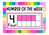 Colorful Number of the Week Circle Time Chart Flashcards