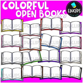 Preview of Colorful Open Books Clip Art Set {Educlips Clipart}