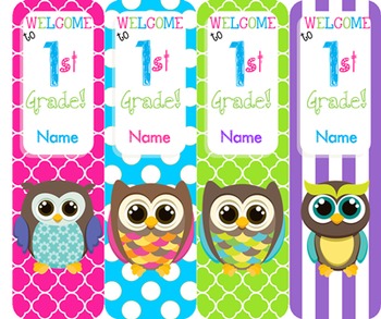 colorful owl theme editable bookmarks by teaching kids 1st tpt