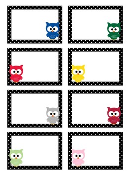 colorful owl polka dot blank labels editable by andrea mason tpt