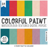 Colorful Paint Plain Digital Papers Set 1 : Rainbow | Past