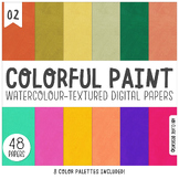 Colorful Paint Plain Digital Papers Set 2 : Rainbow | Past