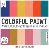 Colorful Paint Plain Digital Papers Set 3 : Rainbow | Past