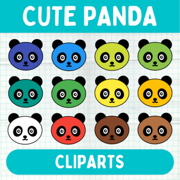 Preview of Colorful Panda Cliparts - Printable Animal Graphics - Commercial Use
