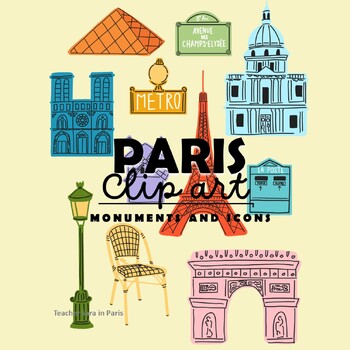 Preview of Colorful Paris, France Clip Art: Monuments and Icons