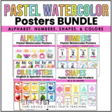 Colorful Pastel Watercolor Posters | Alphabet, Numbers, Sh