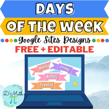Preview of Colorful Pastels Google Sites Days of the Week Designs