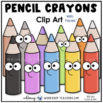 Colorful Pencil Crayons With Faces Colored Pencils With Faces Clip Art