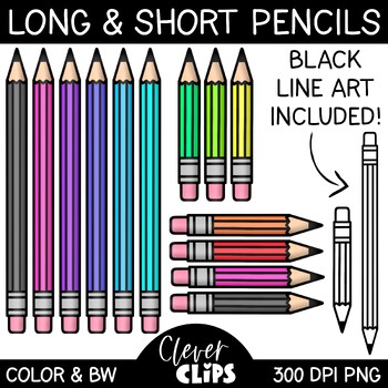 Pencil Colors Clipart Set | Colorful Drawing Supplies | Artistic Tools |  Digital Illustrations