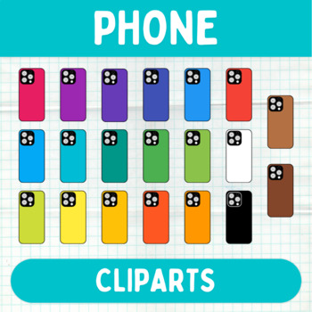 Preview of Colorful Phone Cliparts - Printable Graphics - Commercial Use