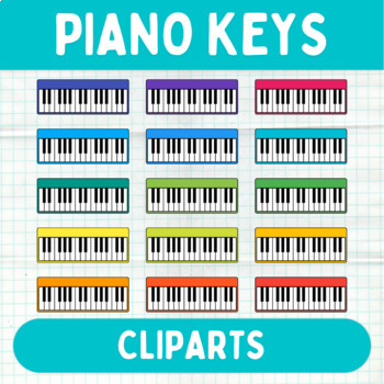Preview of Colorful Piano Keys Cliparts - Printable Music Graphics - Commercial Use