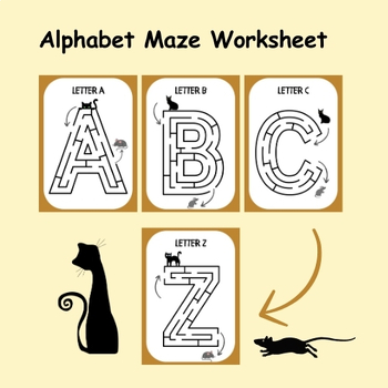 Preview of Colorful Playful Alphabet Maze Worksheet