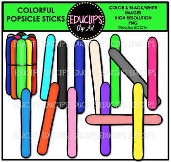 Colorful Popsicle Sticks Clip Art Bundle {Educlips Clipart} by Educlips