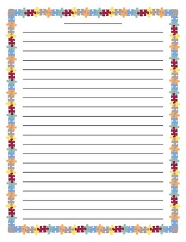 Colorful Puzzle Border Lined Paper by Teacher Vault | TpT