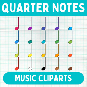 Preview of Colorful Quarter Notes Cliparts - Printable Music Graphics - Commercial Use