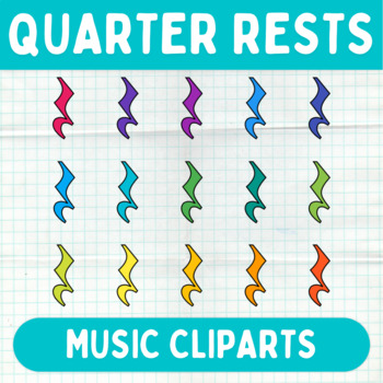 Preview of Colorful Quarter Rests Cliparts - Printable Music Graphics - Commercial Use