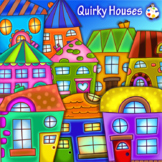 Colorful Quirky Houses ClipArt Collection