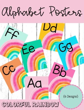 Preview of Colorful RAINBOW Alphabet Posters | Classroom Decor