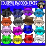 Colorful Raccoon Faces Clip Art Set {Educlips Clipart}