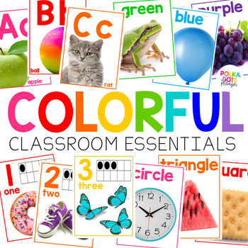 Preview of Colorful Rainbow Classroom Décor MINI BUNDLE with Real Pictures