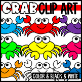 Colorful Rainbow Crab Clip Art: Color and Black and White