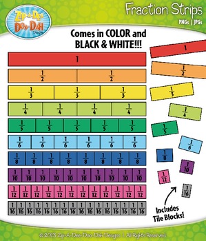 Preview of Colorful Rainbow Fraction Strip Clipart {Zip-A-Dee-Doo-Dah Designs}