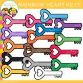 Colorful Rainbow Heart-Shaped Key Clip Art