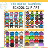 Colorful Rainbow School Clip Art Bundle