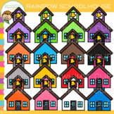 Colorful Rainbow Schoolhouse Clip Art